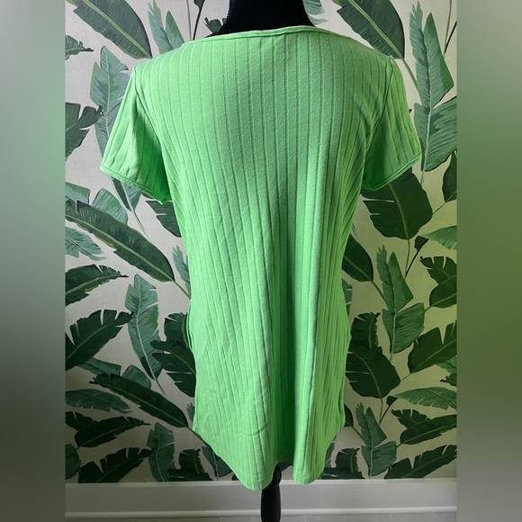 Dotti Bright Green Ribbed Short Sleeve Mini Dress Size M - Picture 3 of 5